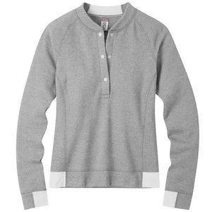 STIO light gray Thermop fleece snap neck pullover top S